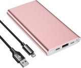Pink Power Bank Fast Charging 20W High-Speed Portable Charger 10000mAh USB-C Back Up Battery Pack Powerbank for iPhone 16 15 14 13 12 11 X XS XR Pro Max Samsung Cell Phone etc Pink Rose Gold