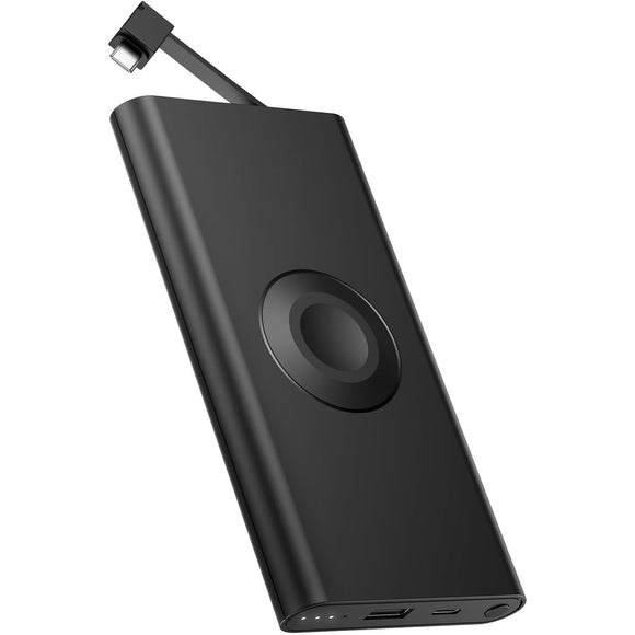 Portable Charger with Built in Cable USB C Type-C for iPhone 15 16 Plus Pro Max Samsung Galaxy S24 S23 S22 S21 S20, 10000mAh Fast Charging Power Bank USB-C Back Up Battery Pack Compatible with iPhone & Apple Watch(iWatch Charger 3 in 1)(Black）