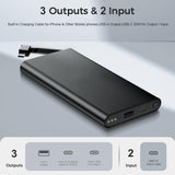 Portable Charger with Built in Cable USB C Type-C for iPhone 15 16 17 Air Plus Pro Max Samsung Galaxy S24 S23 S22 S21 S20, 10000mAh Fast Charging Power Bank USB-C Back Up Battery Pack Compatible with iPhone (Black）