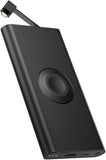 Portable Charger with Built in Cable for iPhone 14/13/12/Pro/Max/Plus, 10000mAh Fast Charging Power Bank USB-C Back Up Battery Pack Compatible with iPhone & Apple Watch(iWatch Charger 3 in 1)(Black）