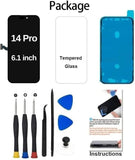 for iPhone 14 Pro Screen Replacement, 6.1-inch LCD COF Display and Touch Digitizer Full Assembly with Repair Tool Kits Waterproof Tape, Screen Protector (for Model A2890/A2650/A2889/A2892)