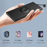 Portable Charger with Built in Cable USB C Type-C for iPhone 15 16 Plus Pro Max Samsung Galaxy S24 S23 S22 S21 S20, 10000mAh Fast Charging Power Bank USB-C Back Up Battery Pack Compatible with iPhone & Apple Watch(iWatch Charger 3 in 1)(Black）