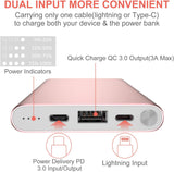 Pink Power Bank Fast Charging 20W High-Speed Portable Charger 10000mAh USB-C Back Up Battery Pack Powerbank for iPhone 16 15 14 13 12 11 X XS XR Pro Max Samsung Cell Phone etc Pink Rose Gold