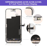 for iPhone 15 Pro Max Screen Replacement 6.7" COF LCD Sceen & 3D Touch IPS FHD Digitizer Full Assembly with Repair Tools Screen Protector Waterproof Frame Sticker for A2849, A3105, A3106, A3108
