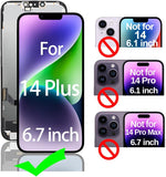 for iPhone 14 Plus Screen Replacement for iPhone 14 Plus Screen Replacement kit for iPhone 14 Plus A2632 A2885 A2886 A2887 A2888 LCD Display digitizer Touch Screen Assembly 6.7 inch Black