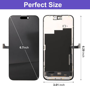 for iPhone 15 Pro Max Screen Replacement 6.7" COF LCD Sceen & 3D Touch IPS FHD Digitizer Full Assembly with Repair Tools Screen Protector Waterproof Frame Sticker for A2849, A3105, A3106, A3108