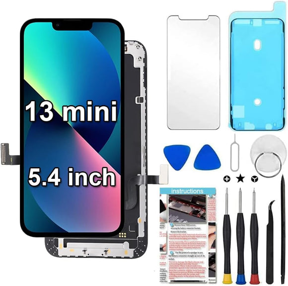 for iPhone 13 Mini Screen Replacement 5.4 inch, 3D Touch LCD Display Digitizer Assembly with Repair Tools (Model A2481, A2626, A2628, A2629, A2630)