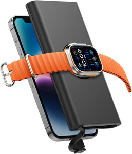 Portable Charger with Built in Cable for iPhone 14/13/12/Pro/Max/Plus, 10000mAh Fast Charging Power Bank USB-C Back Up Battery Pack Compatible with iPhone & Apple Watch(iWatch Charger 3 in 1)(Black）