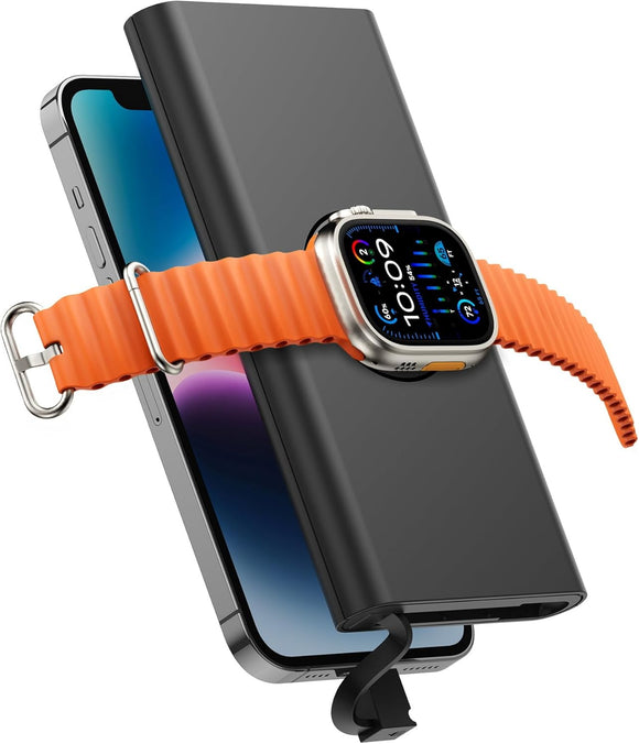 Portable Charger with Built in Cable for iPhone 14/13/12/Pro/Max/Plus, 10000mAh Fast Charging Power Bank USB-C Back Up Battery Pack Compatible with iPhone & Apple Watch(iWatch Charger 3 in 1)(Black）