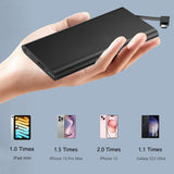 Portable Charger with Built in Cable USB C Type-C for iPhone 15 16 17 Air Plus Pro Max Samsung Galaxy S24 S23 S22 S21 S20, 10000mAh Fast Charging Power Bank USB-C Back Up Battery Pack Compatible with iPhone (Black）