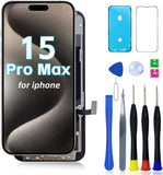 for iPhone 15 Pro Max Screen Replacement 6.7" COF LCD Sceen & 3D Touch IPS FHD Digitizer Full Assembly with Repair Tools Screen Protector Waterproof Frame Sticker for A2849, A3105, A3106, A3108