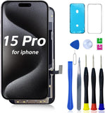 for iPhone 15 Pro Screen Replacement 6.1" COF LCD Sceen & 3D Touch IPS FHD Digitizer Full Assembly with Repair Tools Screen Protector Waterproof Frame Sticker for A2848, A3101, A3102, A3104