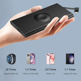 Portable Charger with Built in Cable for iPhone 14/13/12/Pro/Max/Plus, 10000mAh Fast Charging Power Bank USB-C Back Up Battery Pack Compatible with iPhone & Apple Watch(iWatch Charger 3 in 1)(Black）