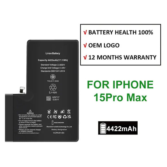 New Arrival High Quality Cell Without Flex Replacement Battery For iphone 15 Pro Max