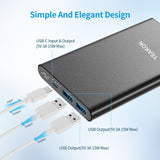YEAKON High capacity 10000mAh Mobile Power Bank PD QC 3.0 Fast Charge Power Banks Type-C Portable Powerbank with USB Cable
