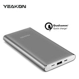 YEAKON High Capacity 10000mAh Quick Charge QC 3.0 Portable Charger Fast Speed Charging Dual Input Thin Power Bank Compatible For iPhone iPad Samsung Galaxy Mobile phone & Android Smartphone Device Space Grey