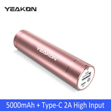 YEAKON Ultra-Compact Portable Charger The Smallest 5000mAh Mini Power Bank with Fast Charge 2.4A Output Compatible for iPhone 11 X XS MAX XR 8 7 6s 6 plus iPad Samsung Galaxy Cell Phone & More  -Rose