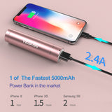 YEAKON Ultra-Compact Portable Charger The Smallest 5000mAh Mini Power Bank with Fast Charge 2.4A Output Compatible for iPhone 11 X XS MAX XR 8 7 6s 6 plus iPad Samsung Galaxy Cell Phone & More  -Rose