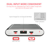 YEAKON High Capacity 10000mAh Quick Charge QC 3.0 Portable Charger Fast Speed Charging Dual Input Thin Power Bank Compatible For iPhone iPad Samsung Galaxy Mobile phone & Android Smartphone Device Space Grey