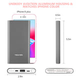 YEAKON High Capacity 10000mAh Quick Charge QC 3.0 Portable Charger Fast Speed Charging Dual Input Thin Power Bank Compatible For iPhone iPad Samsung Galaxy Mobile phone & Android Smartphone Device Space Grey