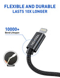 iPhone Charger Cable Nylon Braided Lightning Cable, iPhone Charging Cord USB Cable Compatible with iPhone 11/Pro/X/Xs Max/XR/8 Plus /7 Plus/6/ iPad